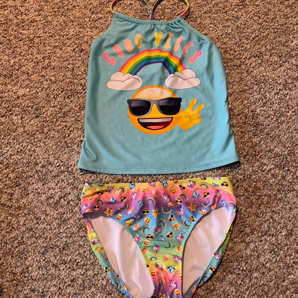 Girls Emoji tankini size XL 14/16